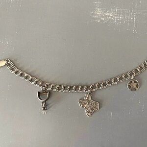 Sterling Silver Charm Bracelet with Texas and Western Charms